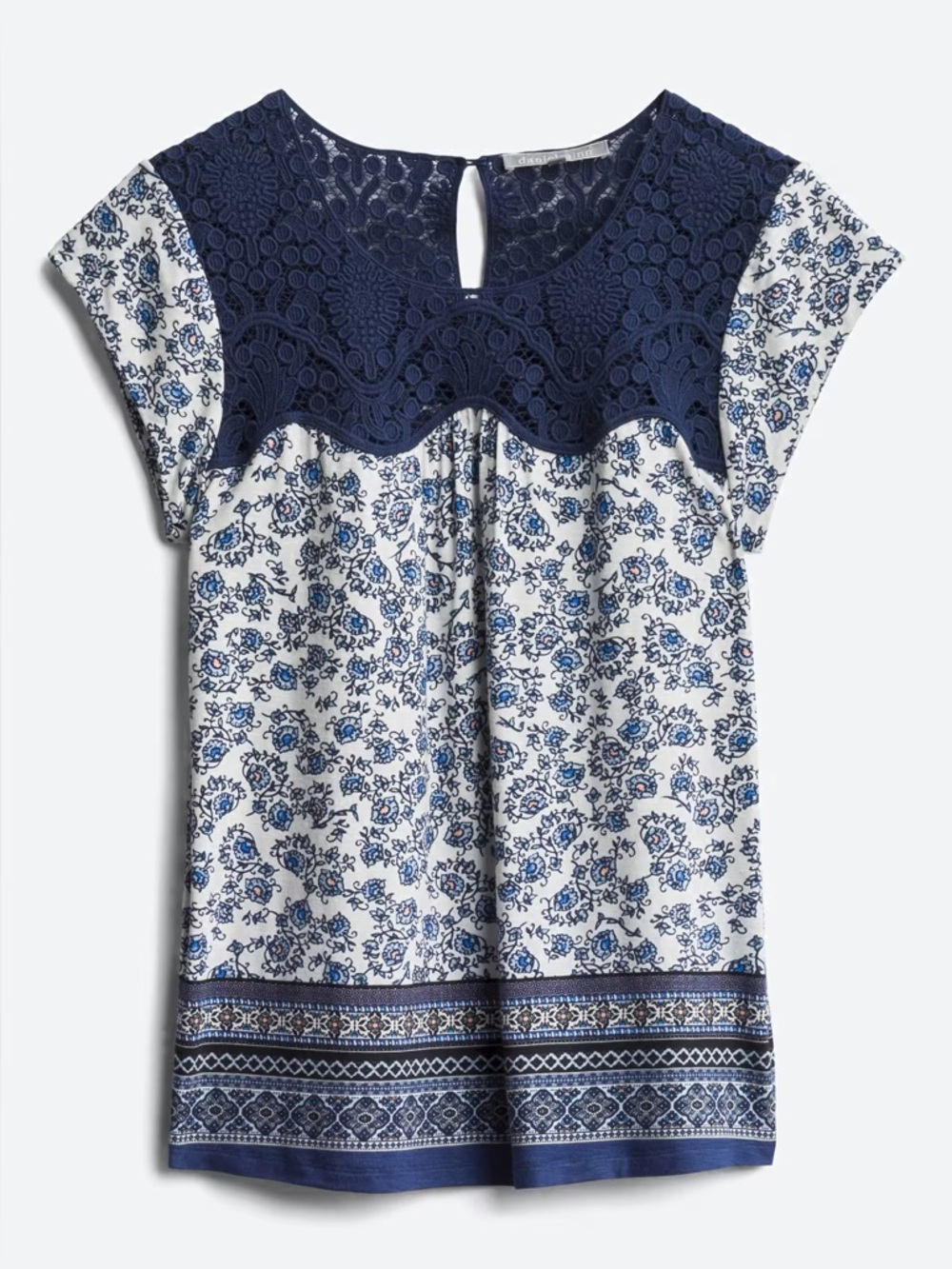 Daniel Rainn Navy and White Floral Blouse. Size Small.